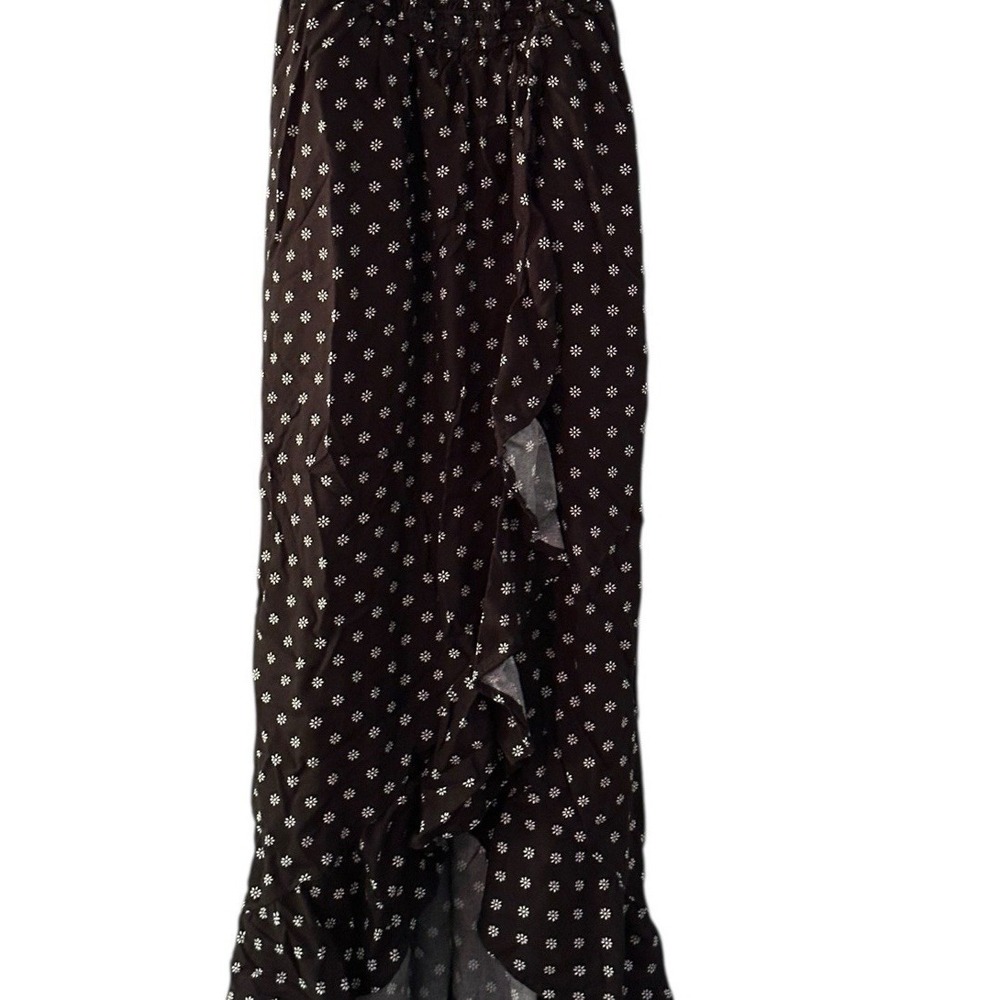 Hollister Ditsy Floral Maxi Sundress Women XS Black Ruffle Whimsigoth Fairy Goth - Picture 8 of 11